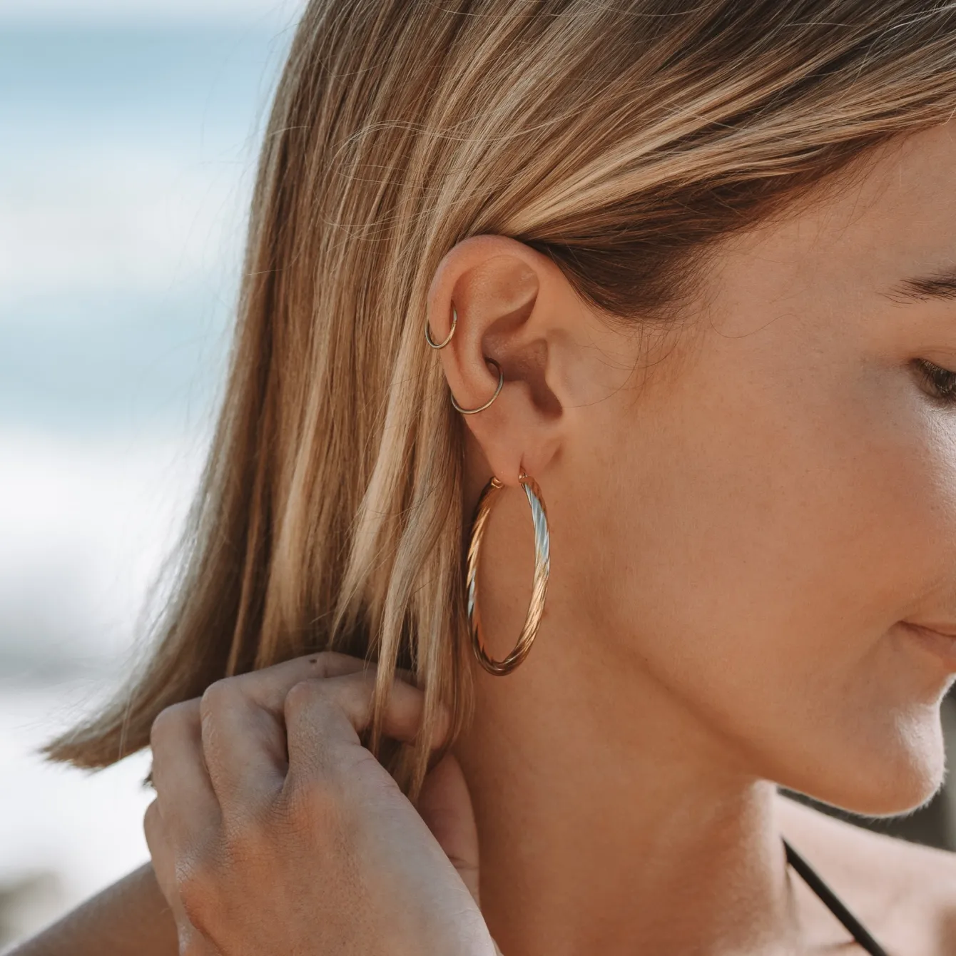 Atolea Jewelry Earrings<Bold Twisted Hoops