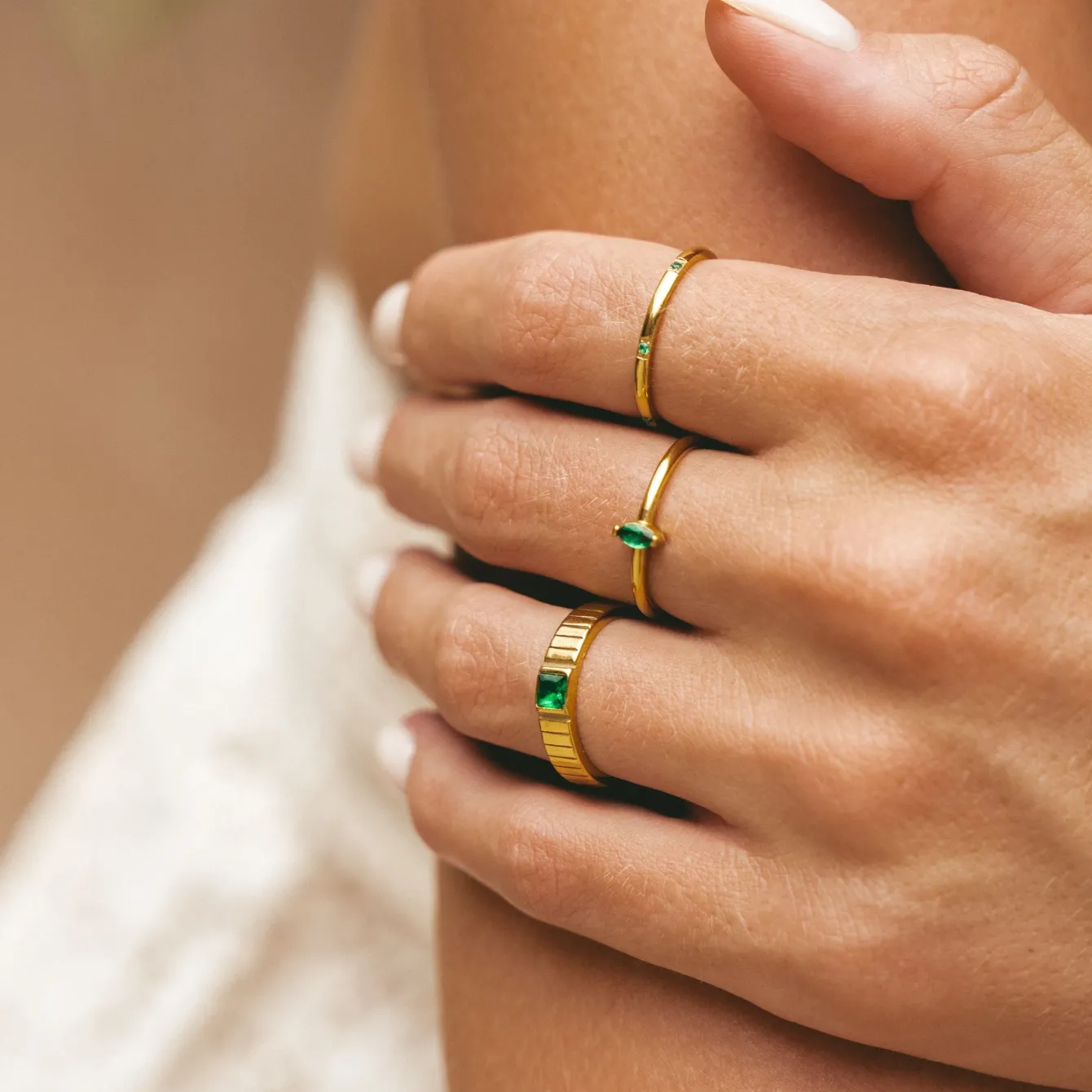 Atolea Jewelry Rings<Chunky Emerald Ring