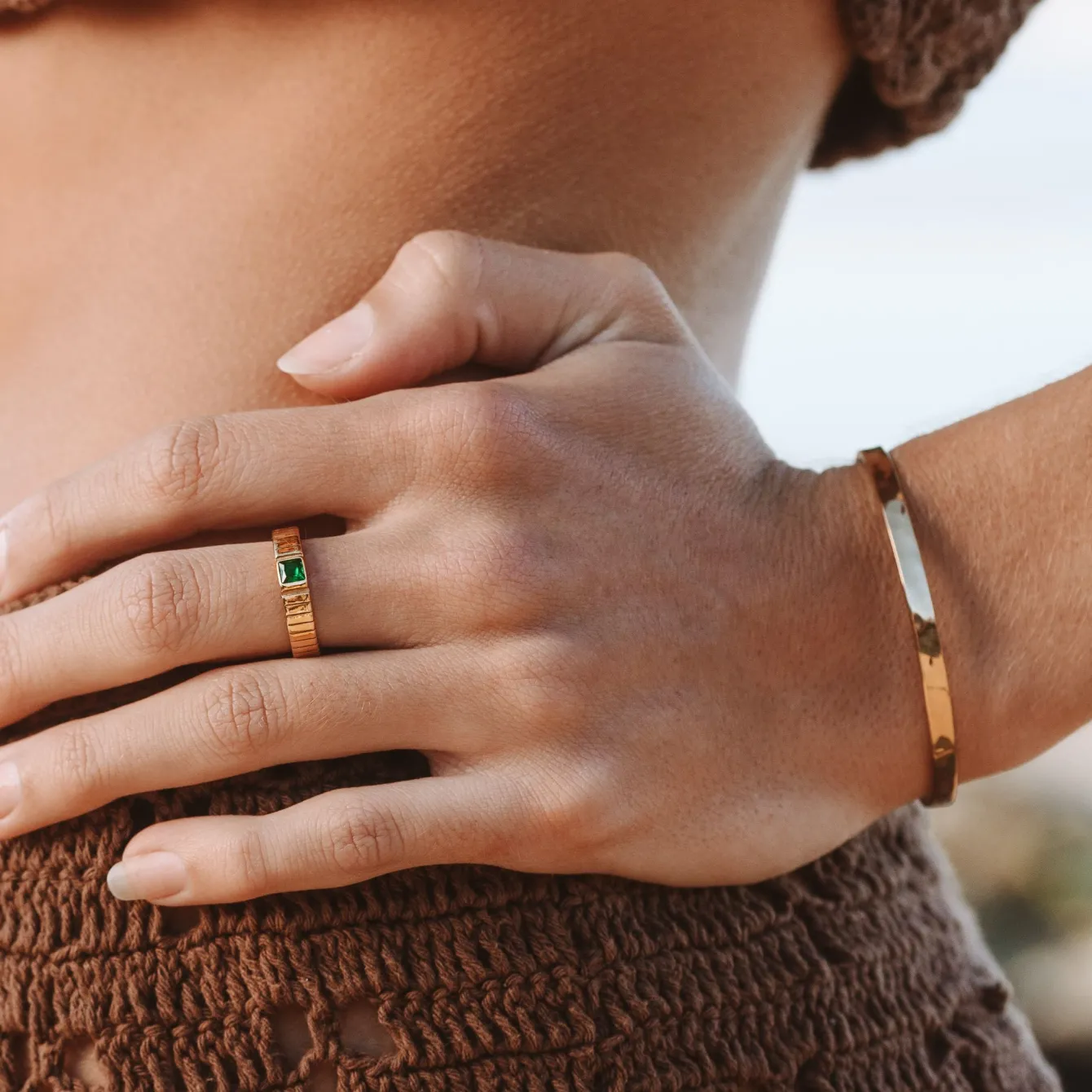 Atolea Jewelry Rings<Chunky Emerald Ring