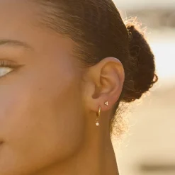 Atolea Jewelry Earrings<Diamond Drop Hoop Earrings