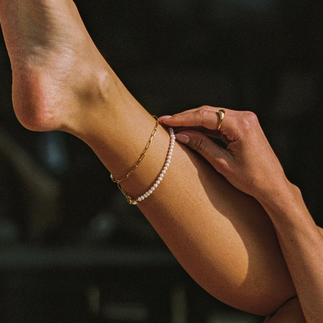 Atolea Jewelry Anklets|Pearls<La Plage Double Anklet